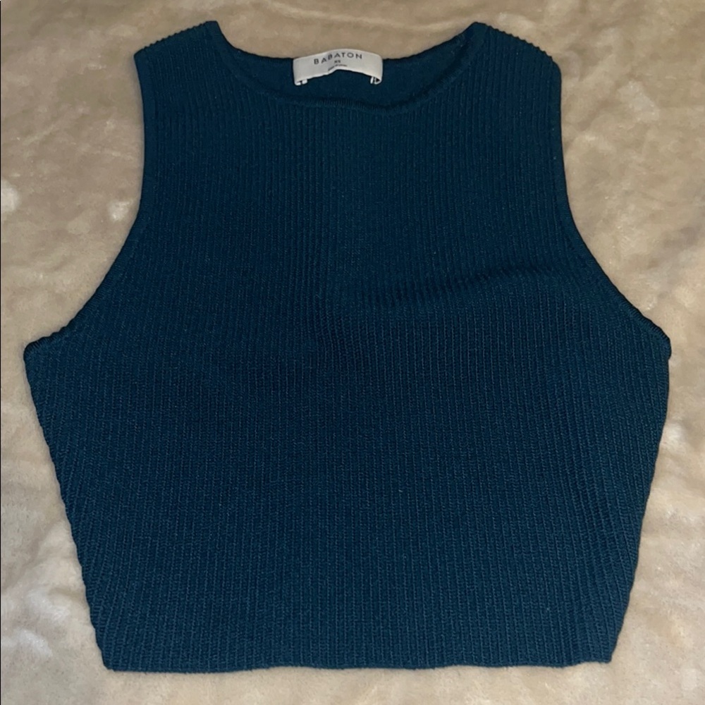 Babaton Deep Teal Ribbed Tank Top